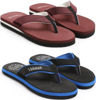 VAHMAH Women Slippers(Maroon, Blue , 5)