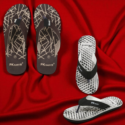 PKKART Men Slippers(Brown, Grey , 7)