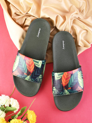 Dressberry Women Slides(Olive , 6)