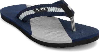 KUNTO Men Flip Flops(Navy, Grey , 8)