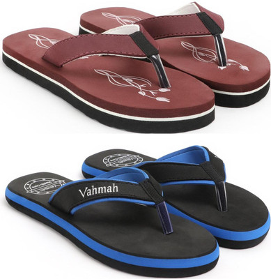 VAHMAH Women Slippers(Maroon, Blue , 5)