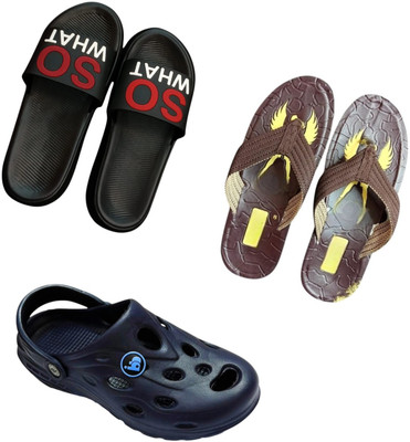 BLIBBERS Men Slippers(Black, Brown, Blue , 9)