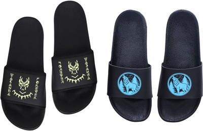 Digimahadev Men Flip Flops(Black , 6)