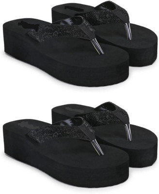 BOOMBEAUTY Women Slippers(Black , 3)