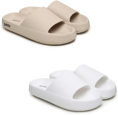 Trottis Men Slides(Beige, White , 10)