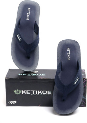 KETIKOE Men Flip Flops(Navy , 6)