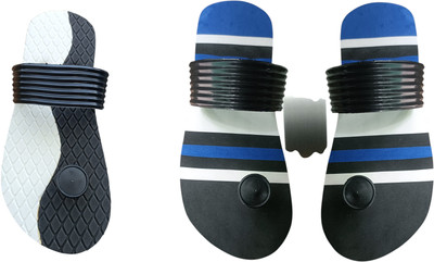 skyflip Men Slides(Blue, Black , 8)