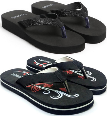 VAHMAH Women Slippers(Black, Black , 5)
