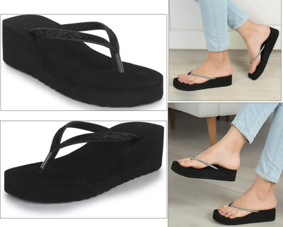 JMPW SPORT Women Slippers(Black , 8)