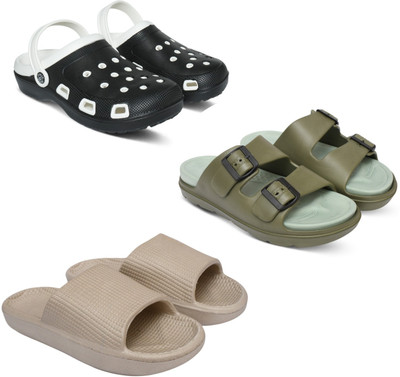 Acorn Men Slides(Black, Olive, Beige , 9)