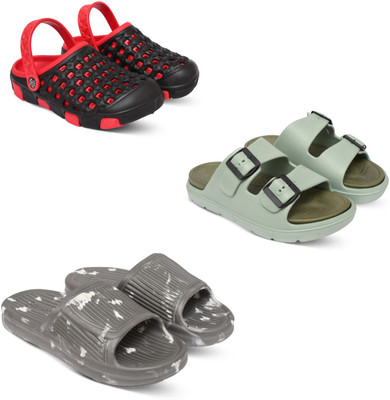 Acorn Men Slides(Red, Olive, Grey , 7)