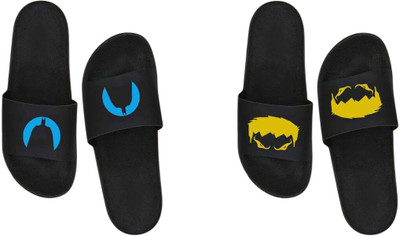 nvisan Men Slides(Blue, Yellow , 9)
