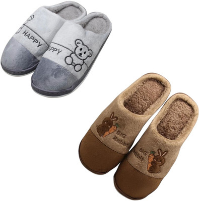 Mahi Enterprises Men Flip Flops(Grey, Brown , 9)