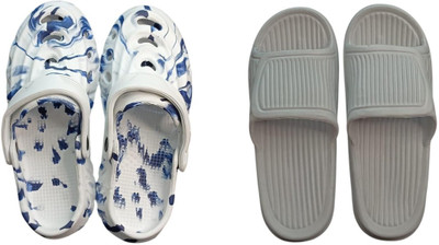 BLIBBERS Men Slides(Grey, White , 9)