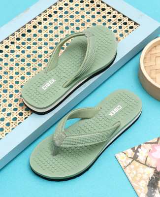 CIBEK Women Comfortable Stylish and Trending Colorful Women's Flip Flops Slippers Flip Flops(Green , 6)