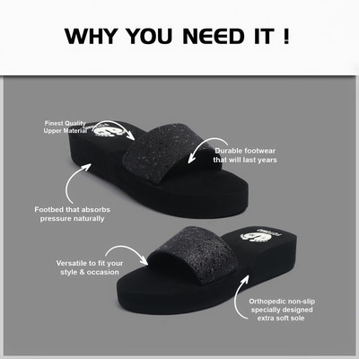 FOTOMO Women Womens Comfortable Trending Stylish Soft orthopedic doctor slipper Slides(Black , 6)