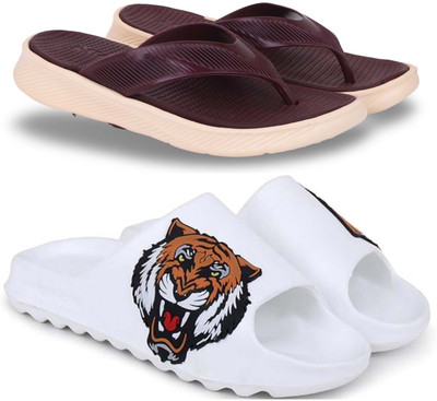 Pampy Angel Men Slippers(Maroon, White , 6)