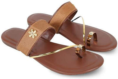 kalbellia Women Slippers(Brown , 9)