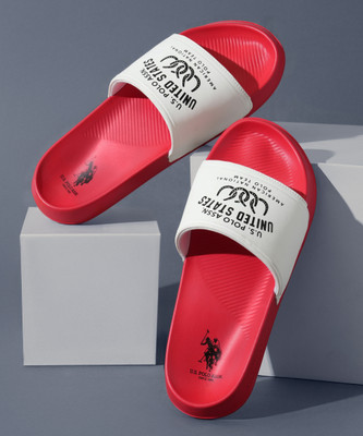 U.S. POLO ASSN. Men Slides(White, Red , 11)