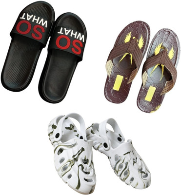 BLIBBERS Men Slippers(Black, Brown, White , 9)