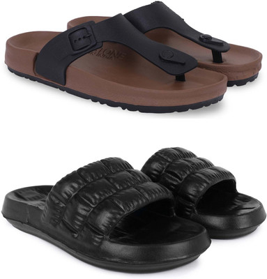 Pampy Angel Men Slides(Brown, Black , 8)
