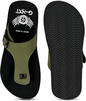 G NXT Men Flip Flops(Black, Green , 9)