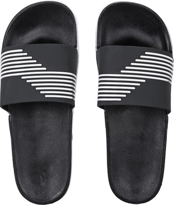 Shoe Island Men Slides(Black, White , 9)