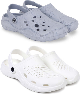 Kapani Fashion Men Clogs(Grey, White , 6)