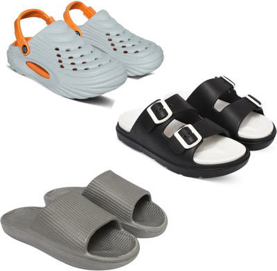 Acorn Men Slides(Grey, Black, Grey , 7)