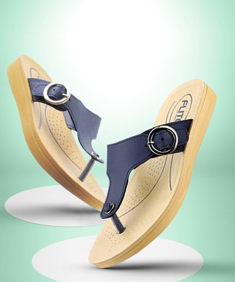 FLITE Women Flip Flops(Navy , 5)