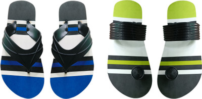 skyflip Men Slides(Green, Blue, Black , 5)
