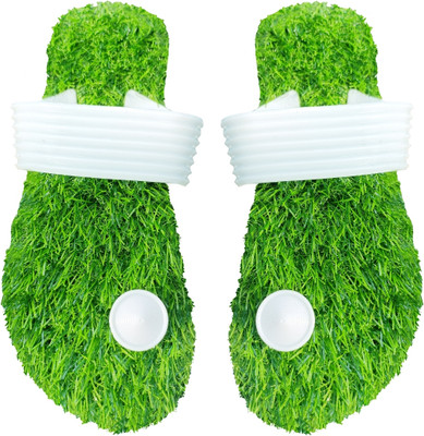 jasvi Men Slides(White, Green , 5)