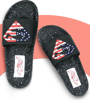 Pampy Angel Men Men Classic, Lightweight, Ultra cushion, Trendy Flipflops, Slipper, Slides Slides(Black , 8)