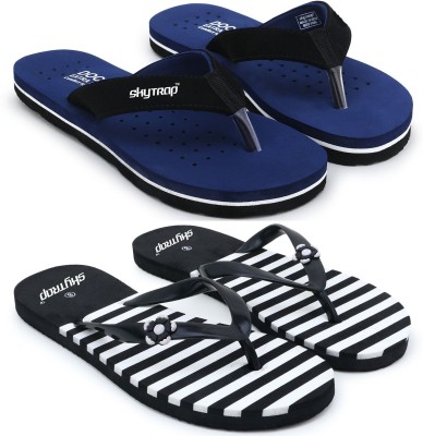 Skytrap Women Slippers(Navy, Black , 4)