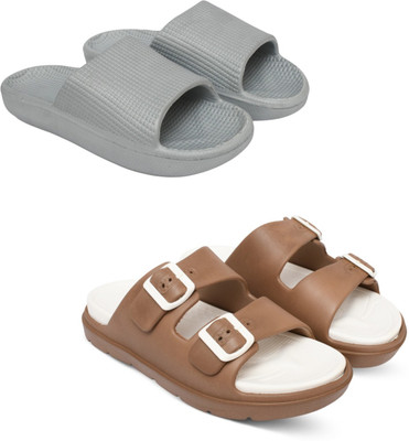 Acorn Men Slides(Tan, Grey , 9)