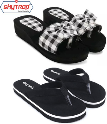 Feens Women Slippers(Black , 4)