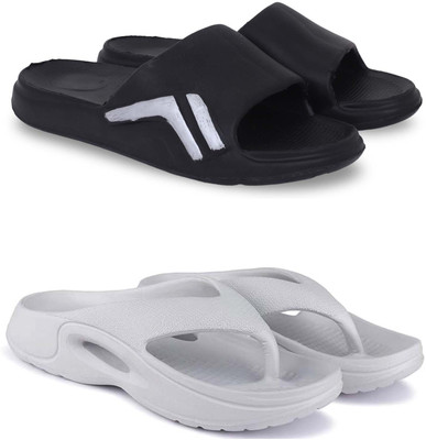 Kapani Fashion Men Slides(Black, Grey , 7)