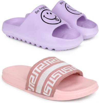 Pampy Angel Women Slides(Purple, Pink , 6)