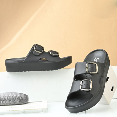 Footup Women Super Soft|Orthopedic|Comfortable|Lightweight|Diabetic Slides(Black , 6)