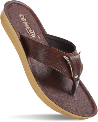 Comfro Comfro Women PU Flats Slipper with Cushioned Insole, Anti-skid, Regular, Casual Women Flats(Brown , 8)