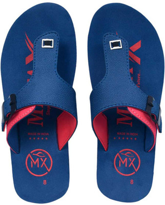 metaflex Men Flip Flops(Blue, Red , 8)