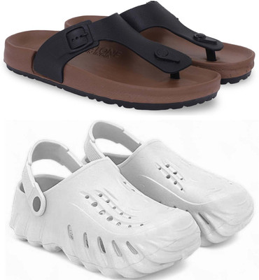 KAPYANSH Men Slippers(Brown, White , 6)