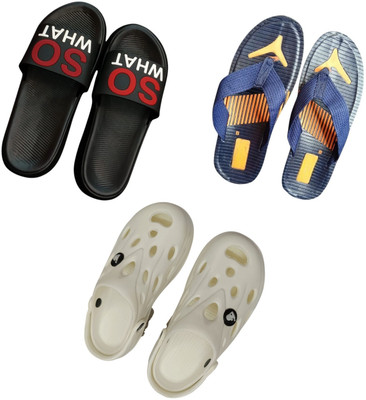 BLIBBERS Men Slippers(Black, Blue, White , 9)