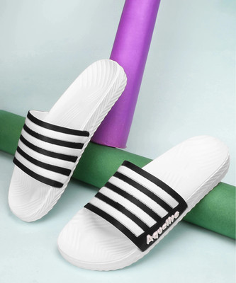 Aqualite Men Anti-Skid Slides(Black, White , 6)