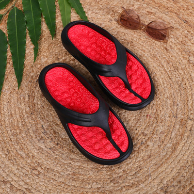 STYLE HEIGHT Men Slippers(Red , 8)