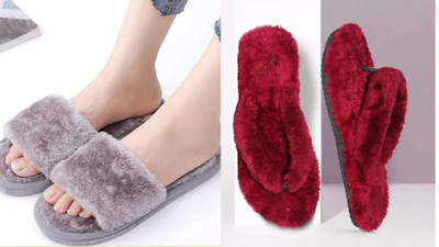 rexizone Women Flip Flops(Red, Grey , 7)