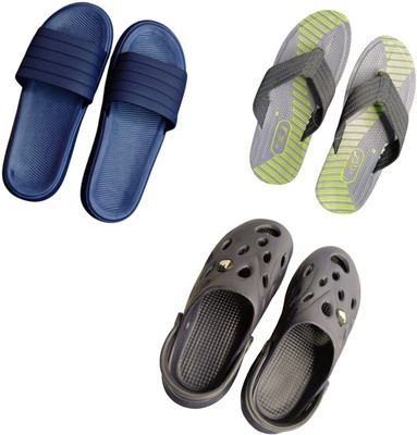 BLIBBERS Men Slippers(Blue, Grey, Black , 9)