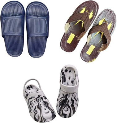 BLIBBERS Men Slippers(Navy, Brown, White , 7)