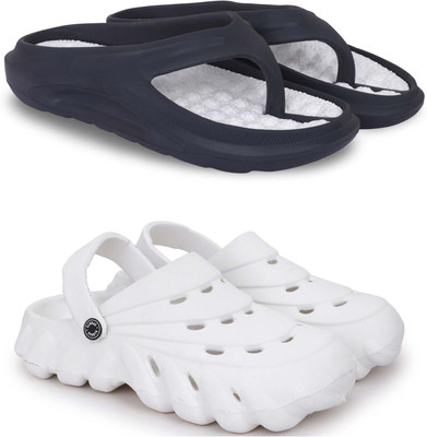 KAPYANSH Men Slippers(Black, White , 9)