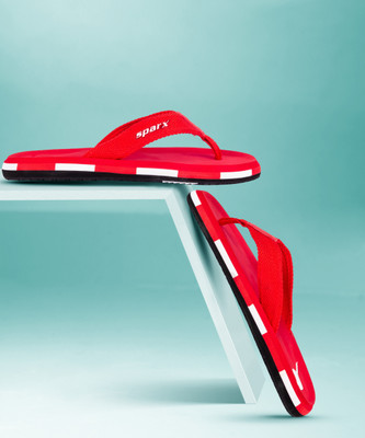 Sparx Men Flip Flops(Red, White , 8)
